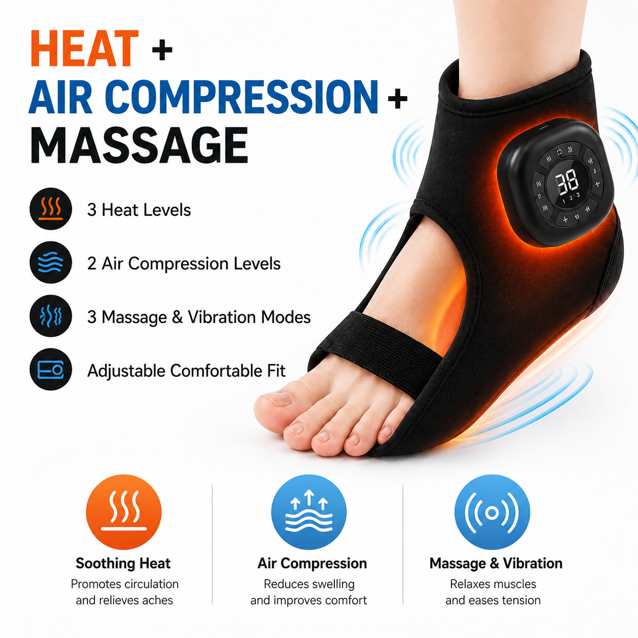 Heated Foot & Ankle Compression Massager